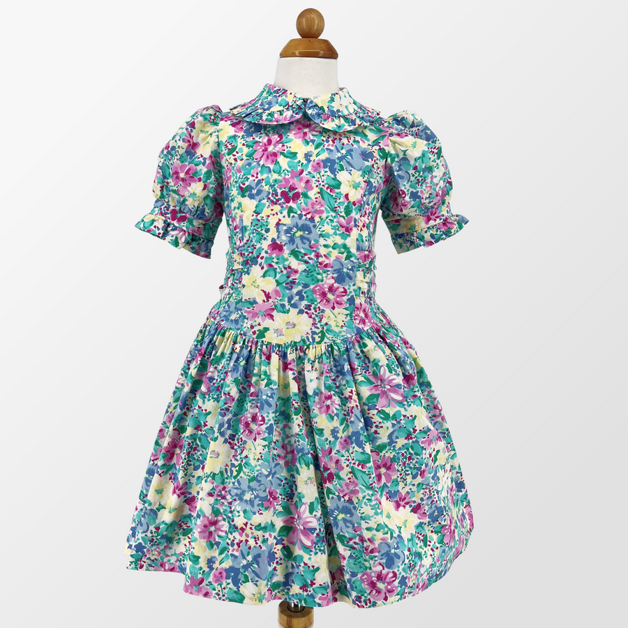 1980's Garden Party Drop-waist Dress Size 4- 5 Years