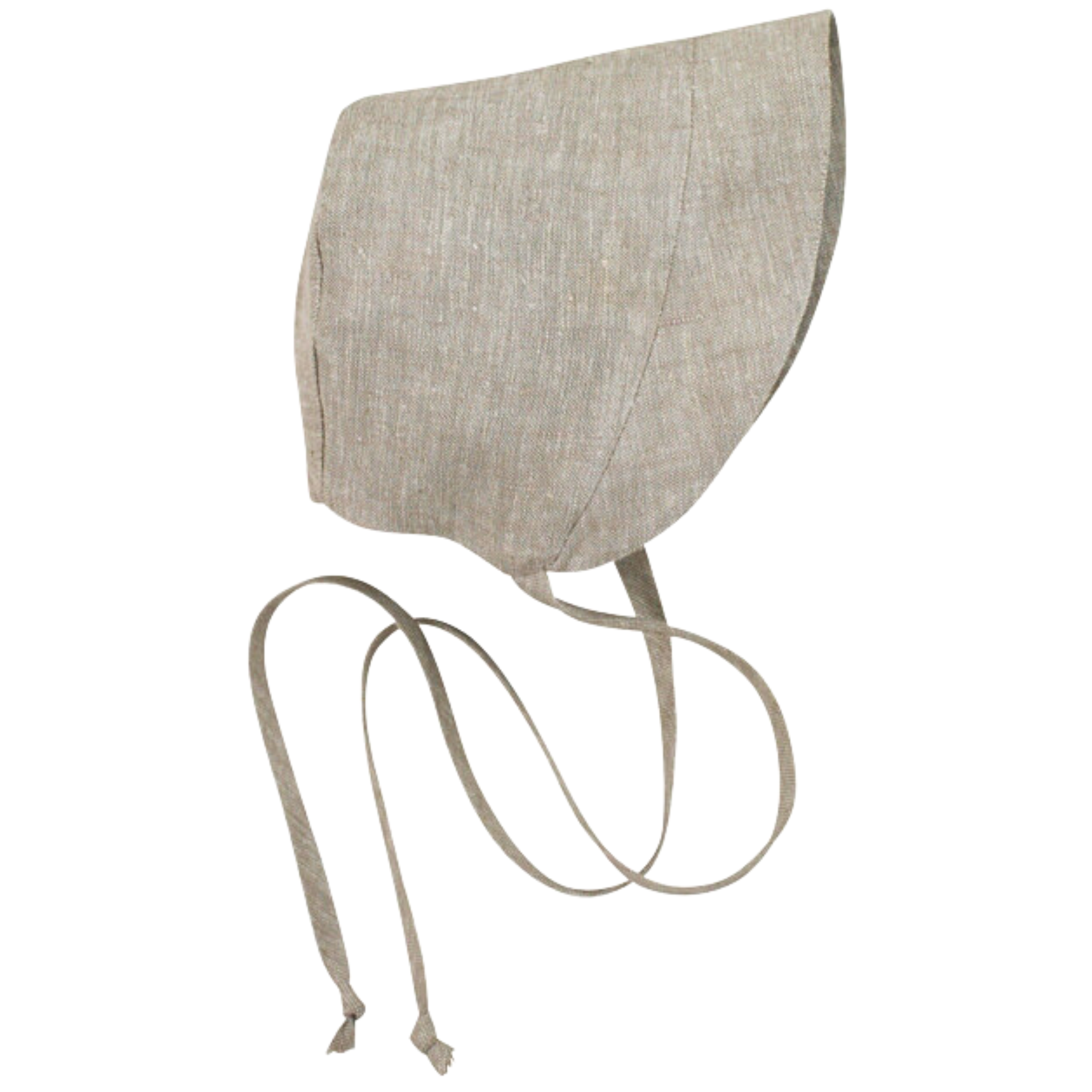 Flax linen wide-brim sun bonnet in wheat color with adjustable ties for sun protection