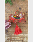 Chinoiserie Horse Embroidered Wool Ornament - Willa Heart Collection