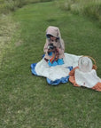 Luxe Little Rabbit Coat in Sand and Blue