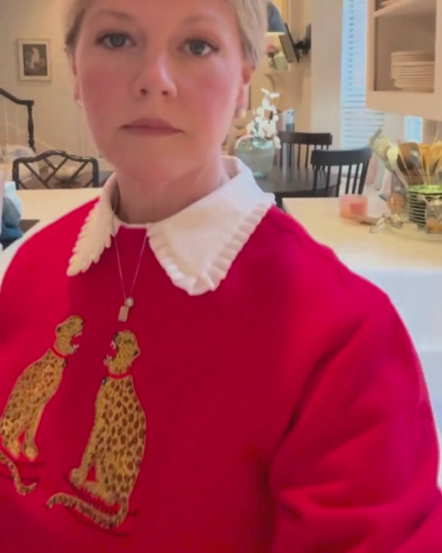 Ladies Cheetah Embroidered Sweatshirt - Willa Heart Collection