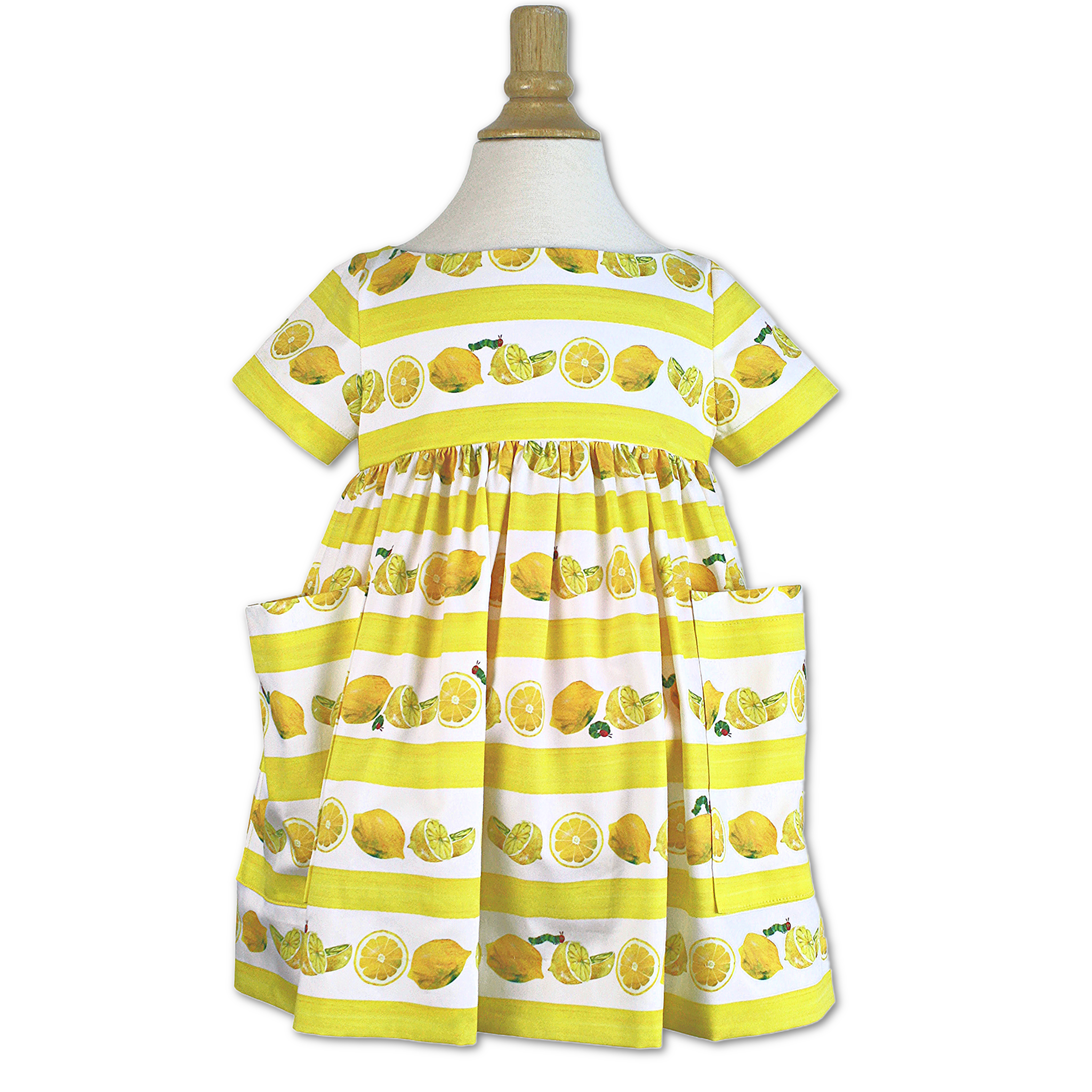 The Very Hungry Caterpillar™ Lemonade Dress with a citrus-inspired print, oversized pockets, and short sleeves