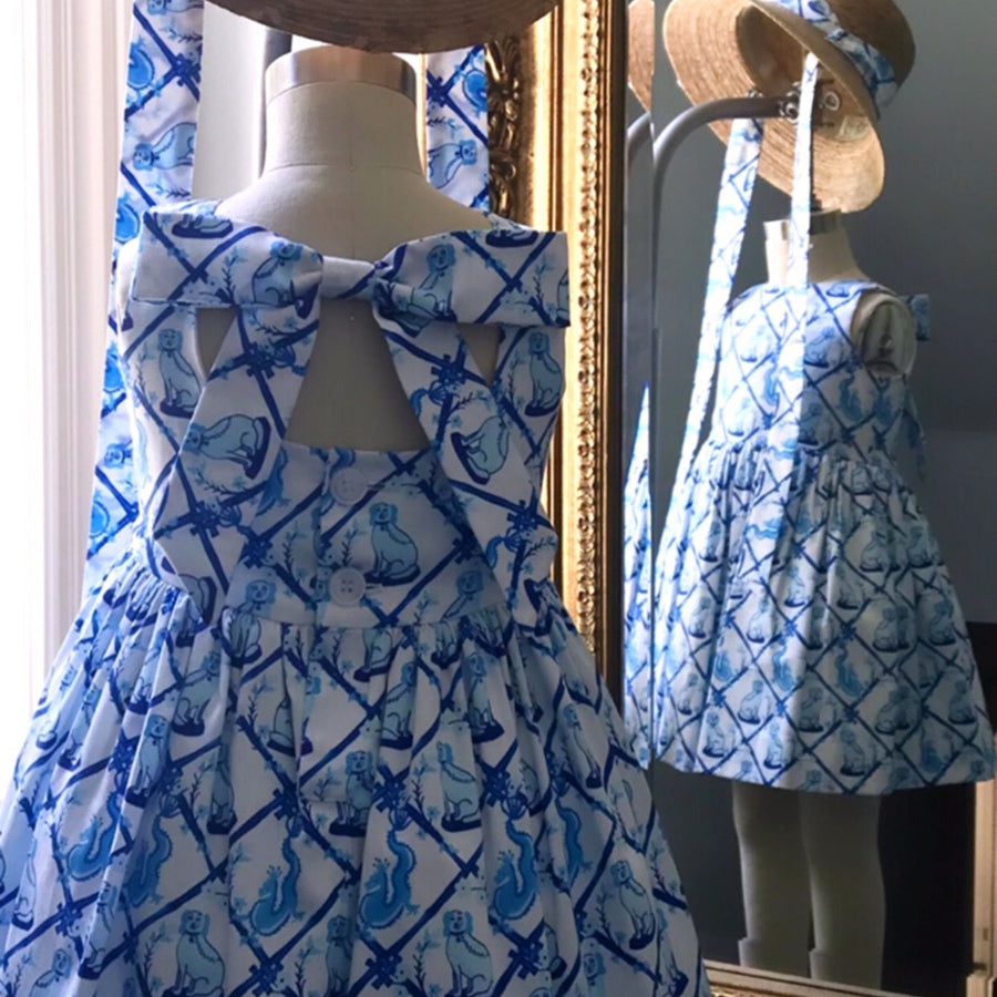Retiring Style Size 12M only: Bow Back Dress in Aldrich & Madame De Bleu Print