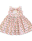 Retiring Style Size 7 and 8: Bow Back Dress in Buffy and Muffy Print: Little Goodall + Willa Heart Collection