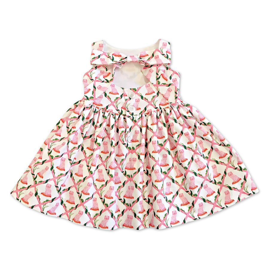 Retiring Style Size 7 and 8: Bow Back Dress in Buffy and Muffy Print: Little Goodall + Willa Heart Collection