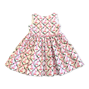 Retiring Style Size 7 and 8: Bow Back Dress in Buffy and Muffy Print: Little Goodall + Willa Heart Collection