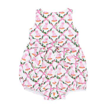 Buffy and Muffy Bow Front Romper: Little Goodall + Willa Heart Collection