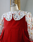 Red Velveteen Dress with Edith Rose Liberty London Blouse