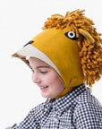 side view of lion hat on model