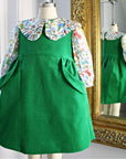 Green Corduroy Dress with Folk Tails Liberty London Blouse