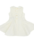 girls ivory linen party dress with buttons on the back - back view