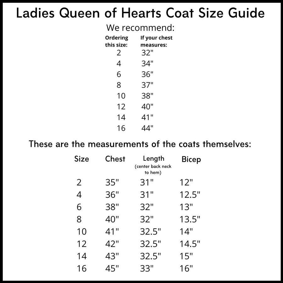 Ladies Queen of Hearts Coat (Adult Size)