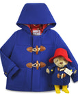 Paddington Blue duffle coat with toggles and Paddington Bear plush toy gift set