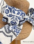 Blue and White Embroidered Middy Bow Hatband