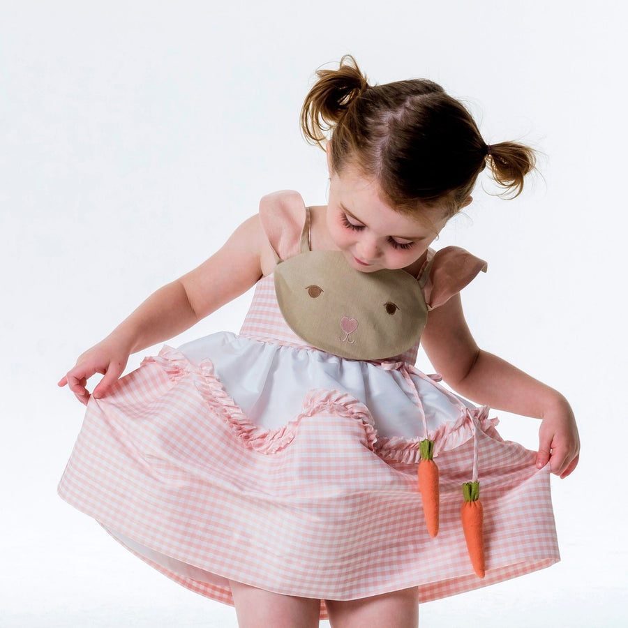Pink Gingham Bunny Love Dress: Sizes 12M, 2T, 3T only