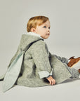 Six Button Bunny Coat in Ice Blue