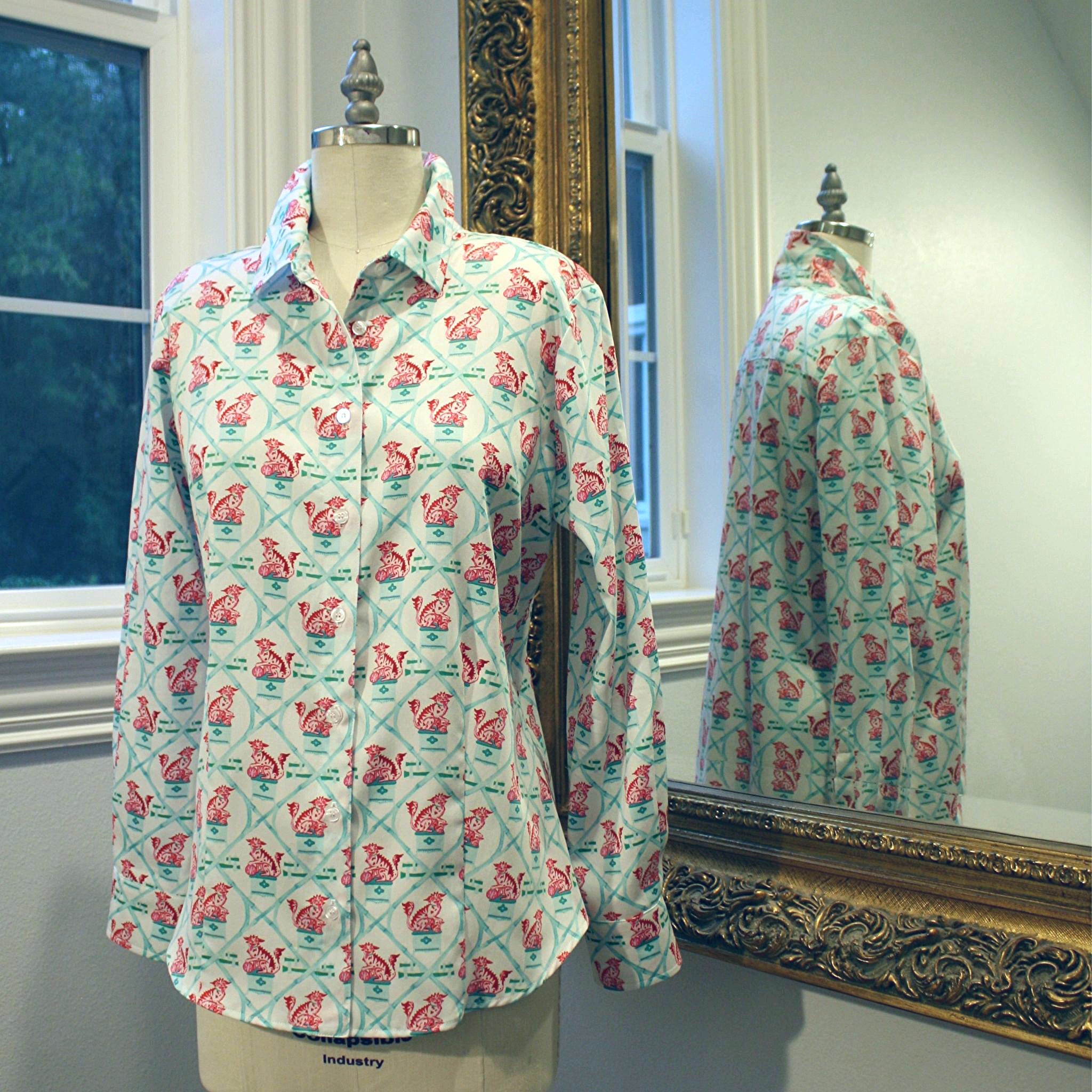Ladies Classic Shirt in Willa Heart Foo Dog Print – Little