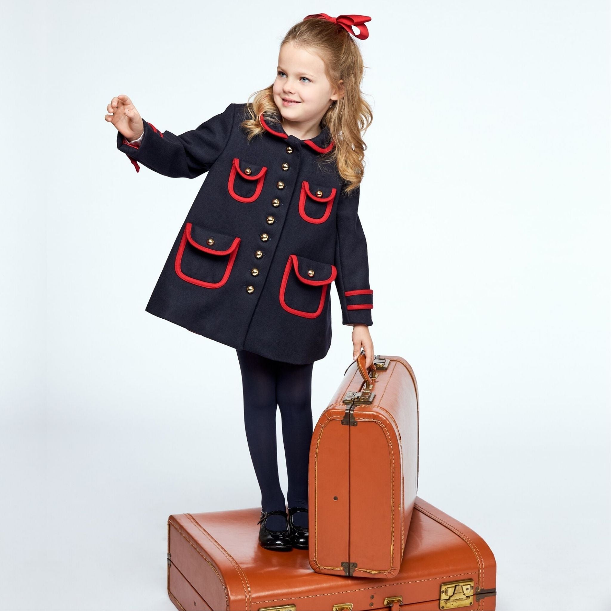 Girls Paddington™ Station Dress Coat - Navy and Red – Little Goodall
