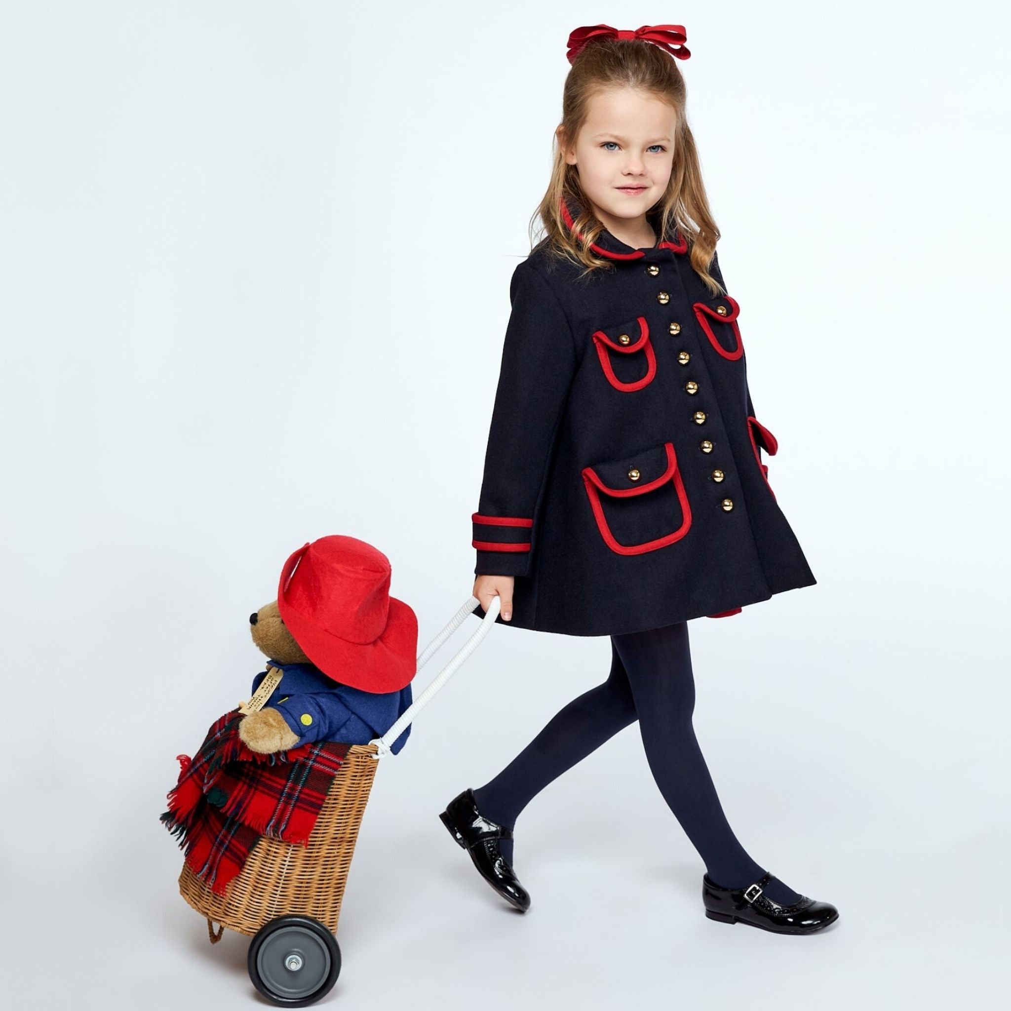 Girls Paddington™ Station Dress Coat - Navy and Red – Little Goodall